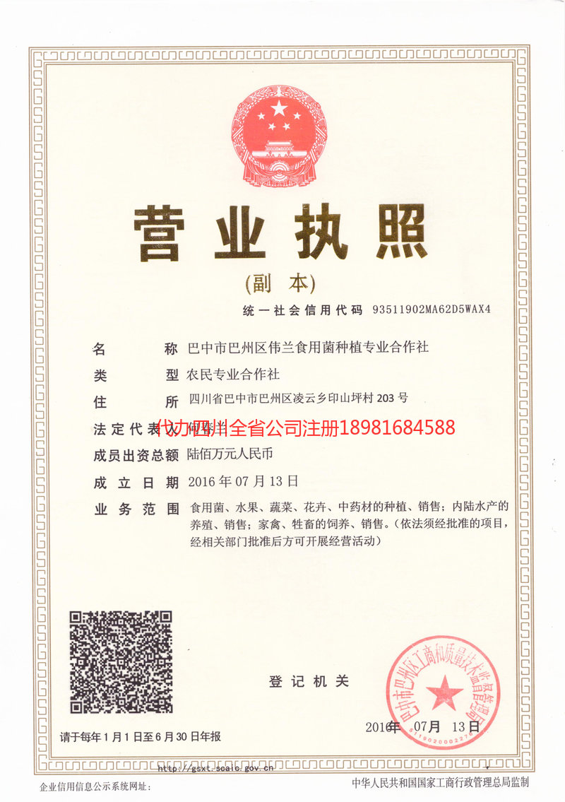 内江市内江市伟兰食用菌种植专业合作社